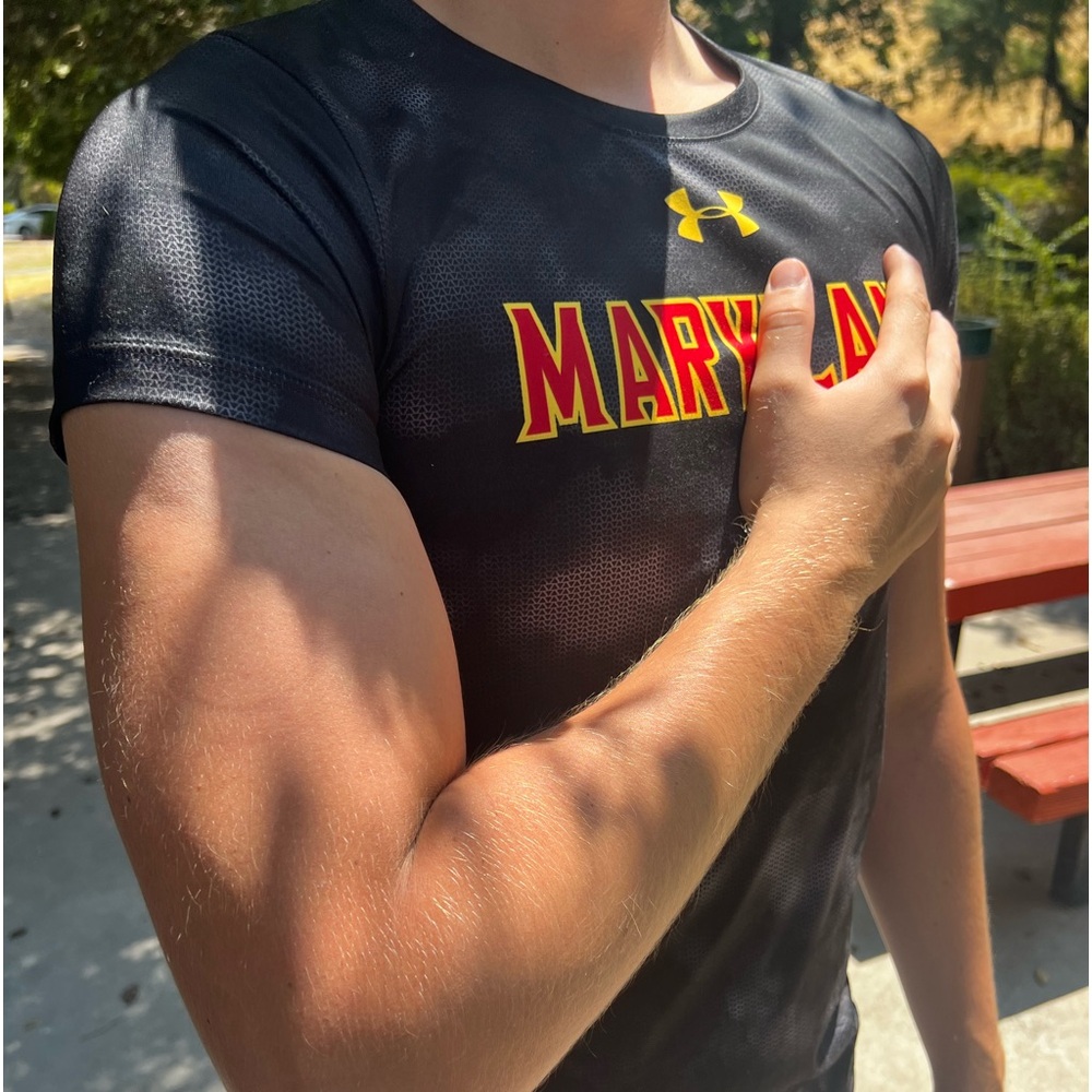 UNDER ARMOUR MARYLAND TERRAPINS JORGENSEN 22 CAMO HEATHEAR SHIRT WOMEN WORKOUT S